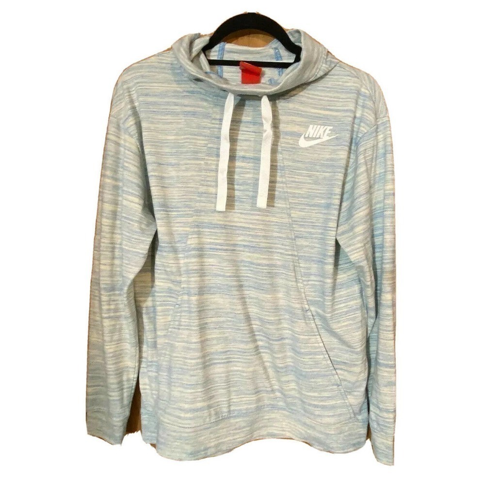 Nike Size Medium Sweatshirt Hoodie Women Heather Blue Gray  Long Sleeve Pullover